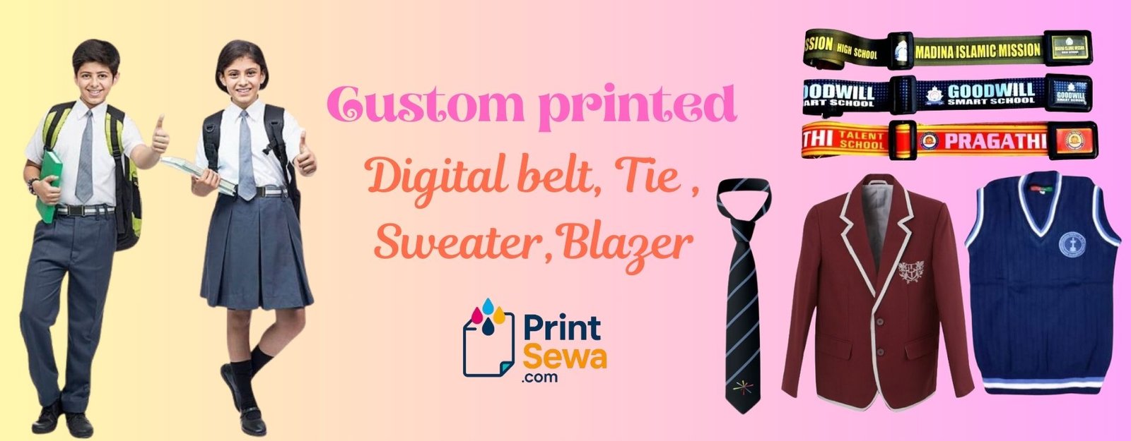 print sewa Digital belt tie blazer sweater printing